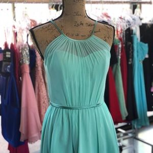 Teal halter cocktail dress